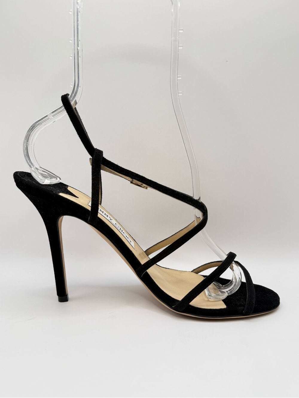 Authentic Jimmy Choo Black Suede Elaine Strappy Sandals High Heels Stiletto - Picture 5 of 15